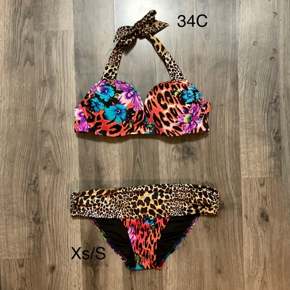 Victoria Secret Bombshell 34C 32D Leopard Floral - Picture 1 of 1